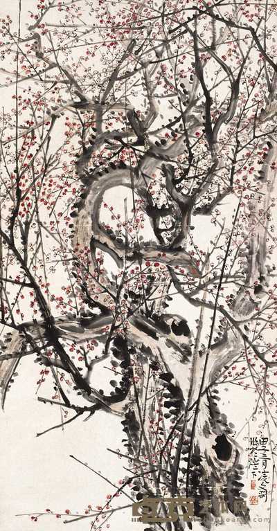 凌文渊 甲子（1924）年作 梅花 立轴 178×94cm